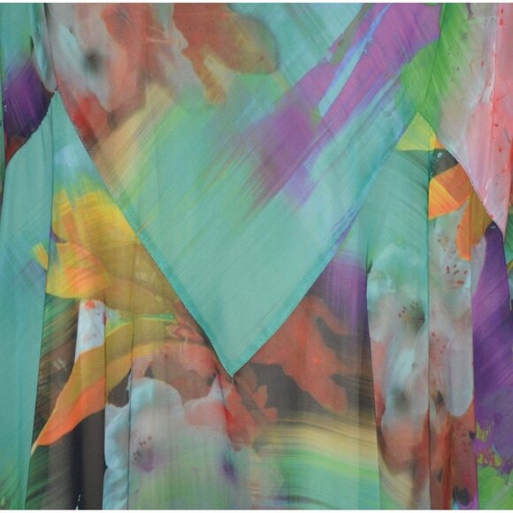 Fairy Core Pastel Floral Midi Dress 20W Scoop Neck Flutter Sleeve Asymmetrical - Picture 5 of 13